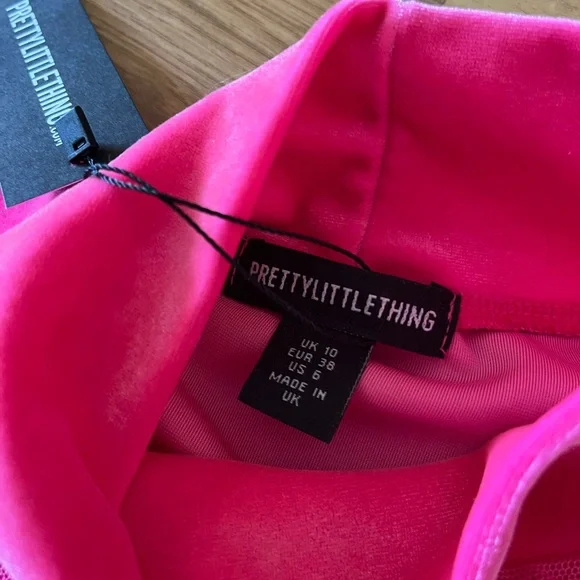 Pretty Little Thing Pink Velvet Bodysuit with Skirt - Picture 4 of 7